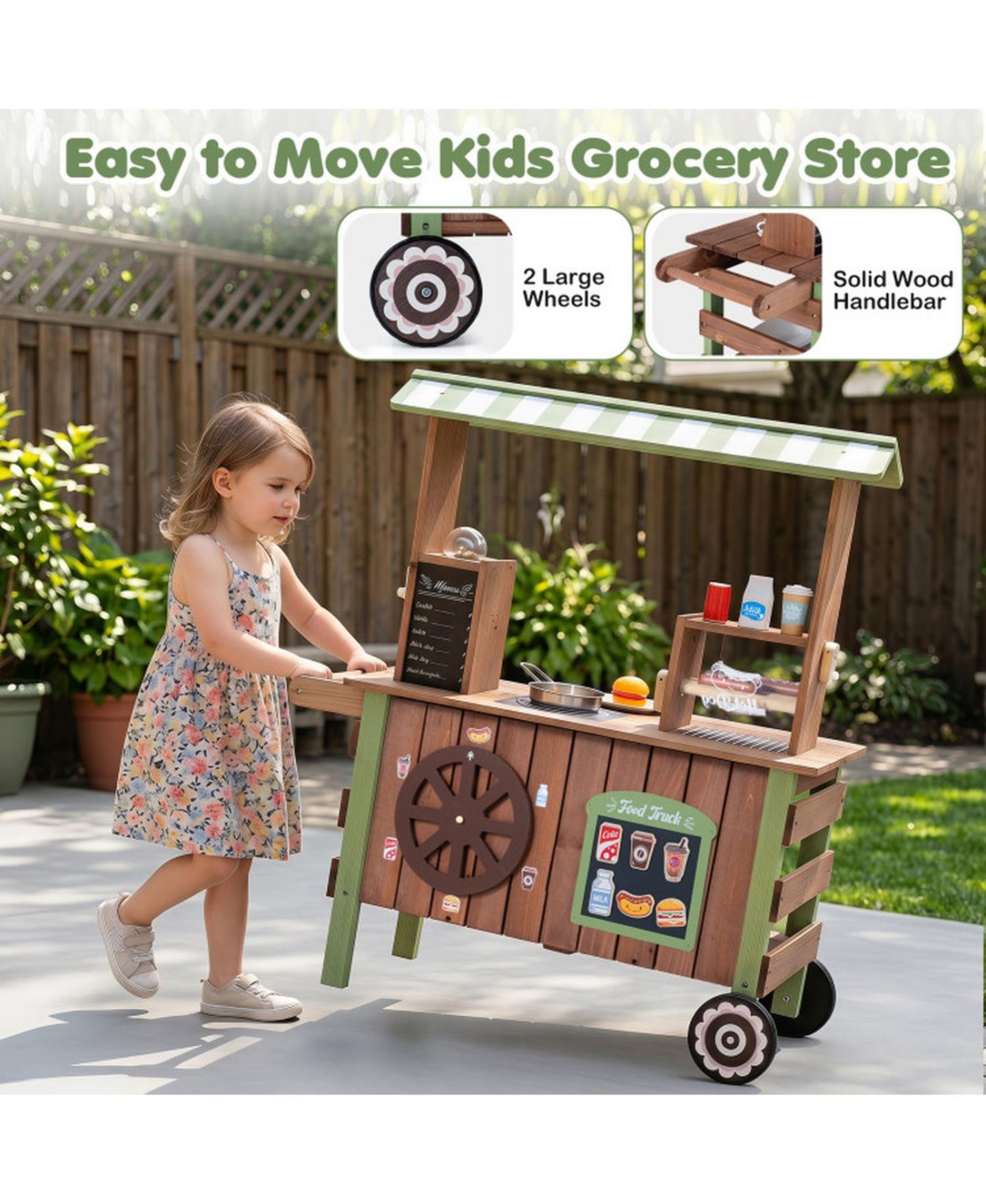Детский игровой набор HONGGE Grocery Roller Grill and Menu Board Food Cart Playset, Ages 3+, цвет: Коричневый — фото 10