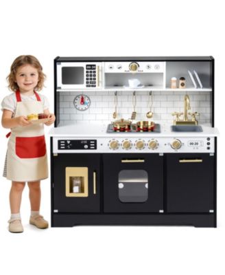 Lights and Sounds Wooden Play Kitchen with Ice Maker, Ages 3+