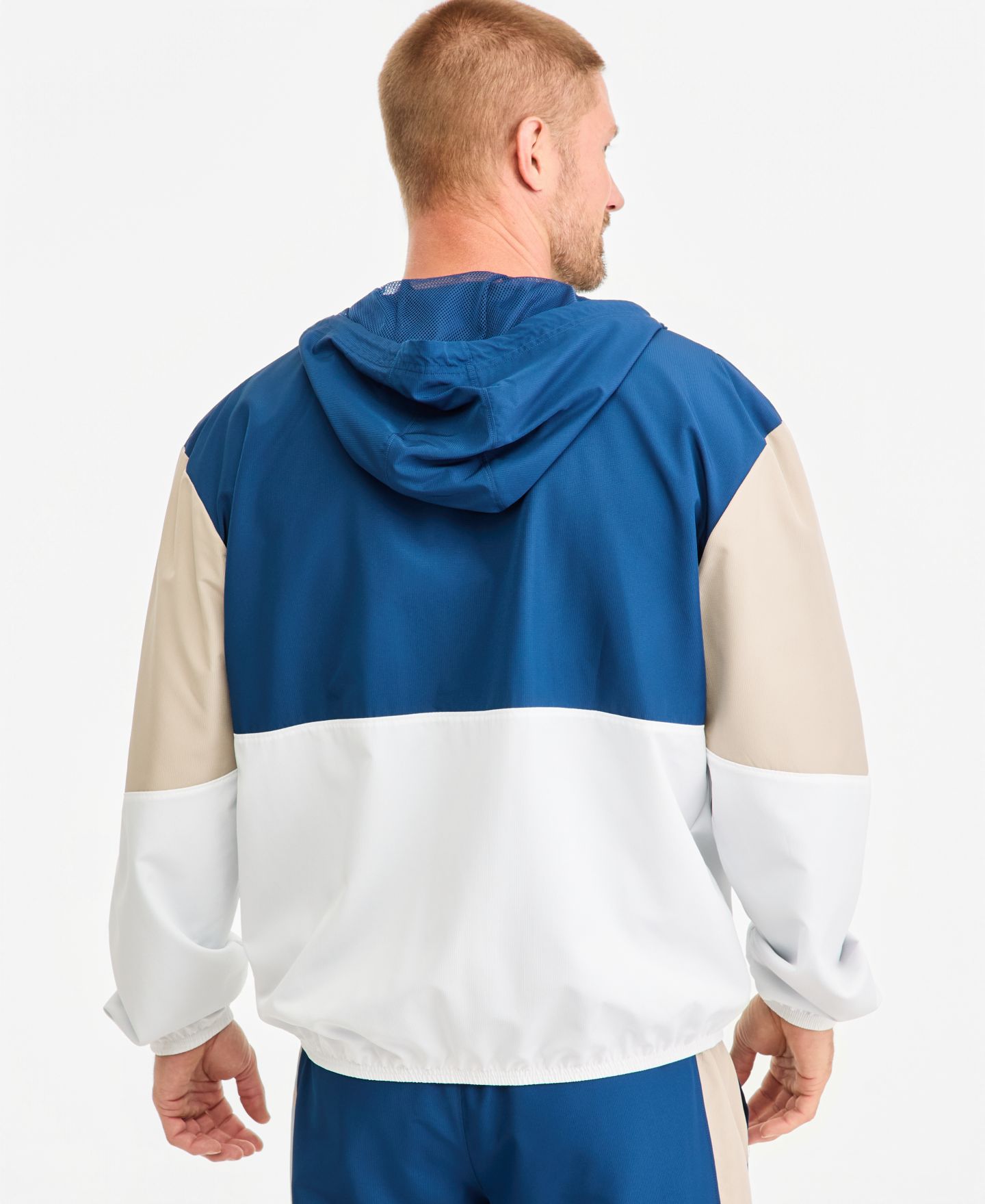 Мужская куртка Under Armour Rival Woven Regular-Fit, цвет: Тёмно-синий / Светло-бежевый — фото 4