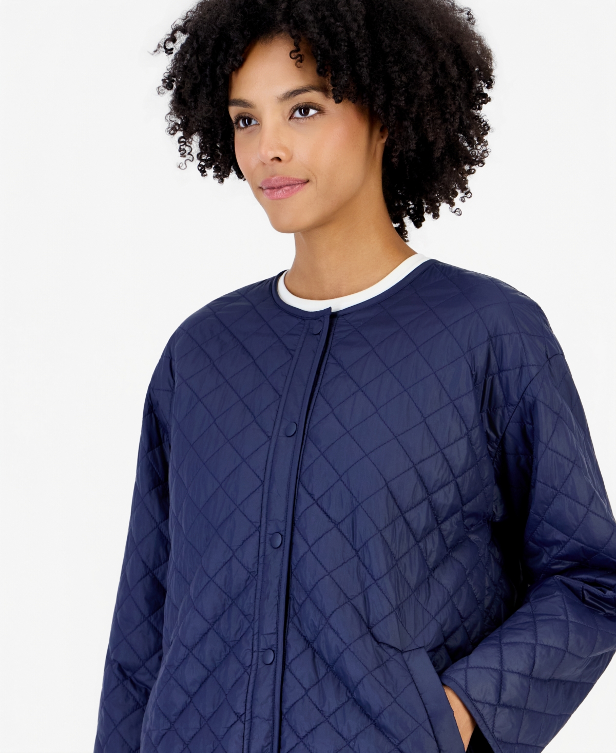 Eileen Fisher Women's Lightweight Quilted Short Nylon Coat