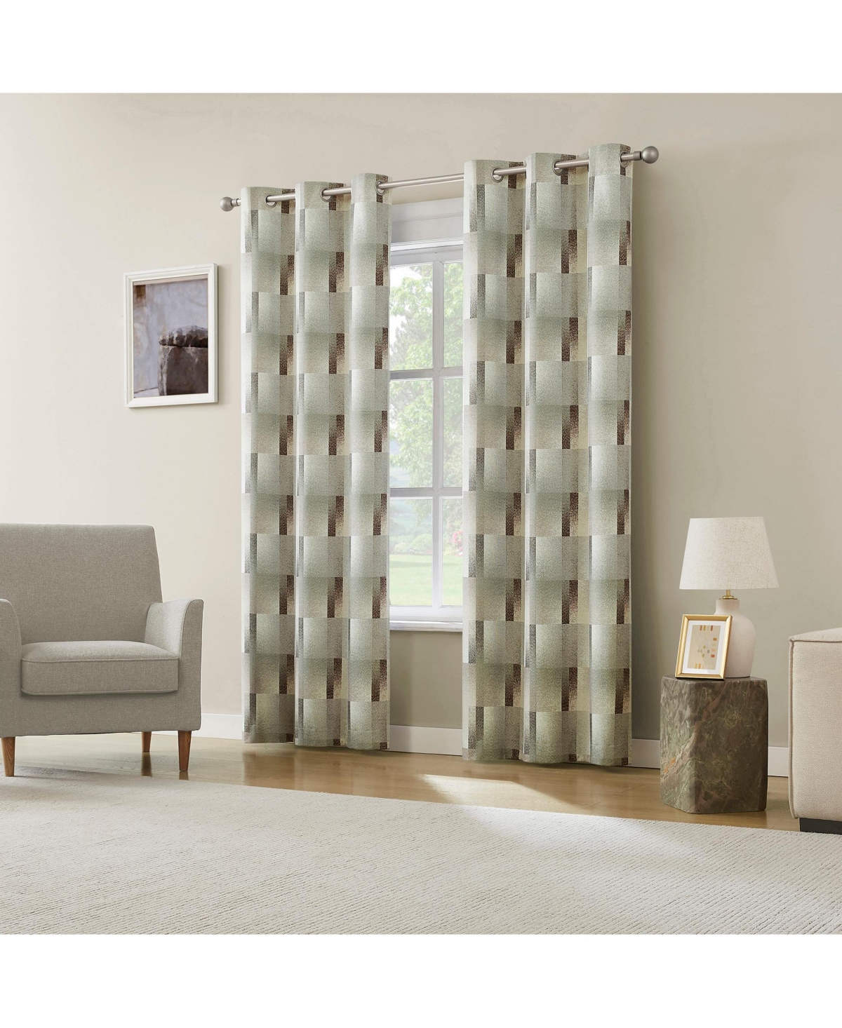 Sun Zero Sterling Gradient Geometric 100percentage Blackout Grommet Curtain Panel