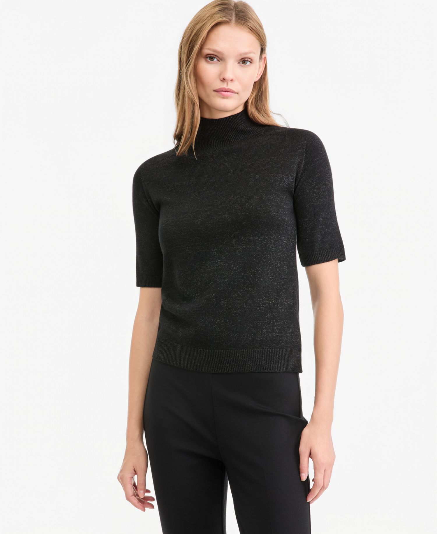 Women's Aiden Mock-Neck Short-Sleeve Lightweight Wool-Blend Sweater, Macy's Exclusive