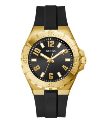 Men's Quartz Black Silicone Watch 44mm