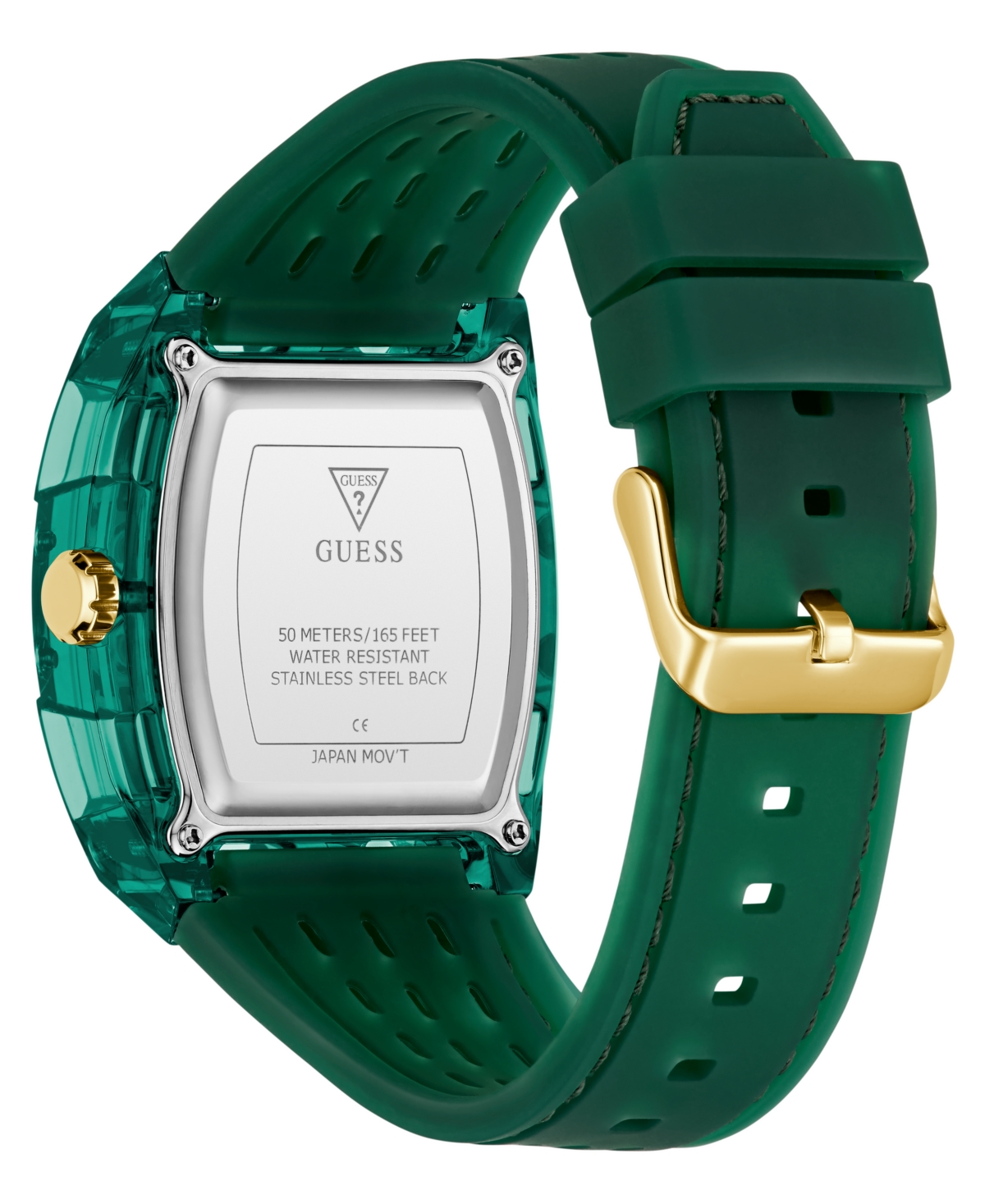 Guess Men's Quartz Green Silicone Watch 42mm