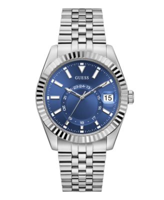 Men's Quartz Silver-Tone Stainless Steel Watch 42mm