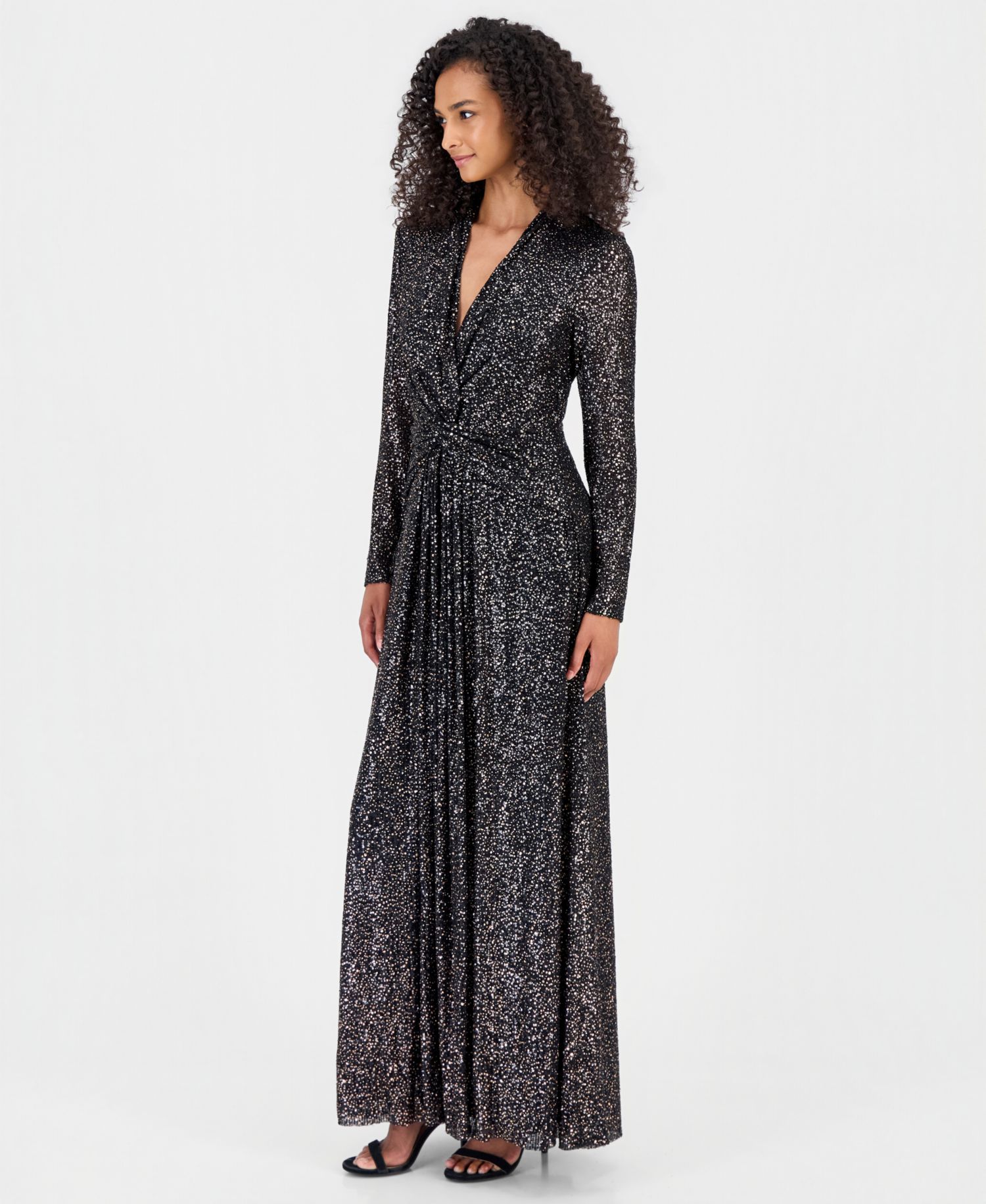 Plus Twist Front V-Neck Pliss&eacute; Maxi Dress