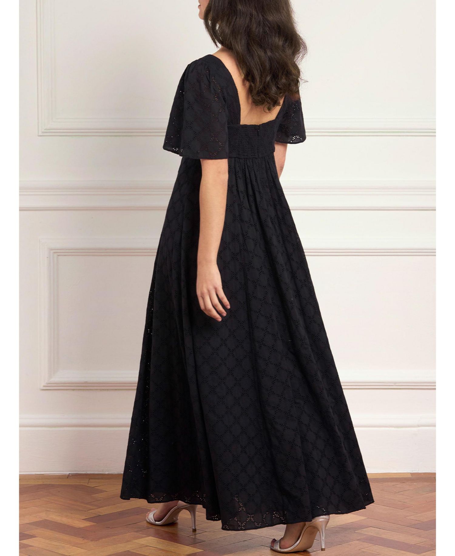 Women's Marisol Square-Neck Short-Sleeve Cotton Broderie Gown