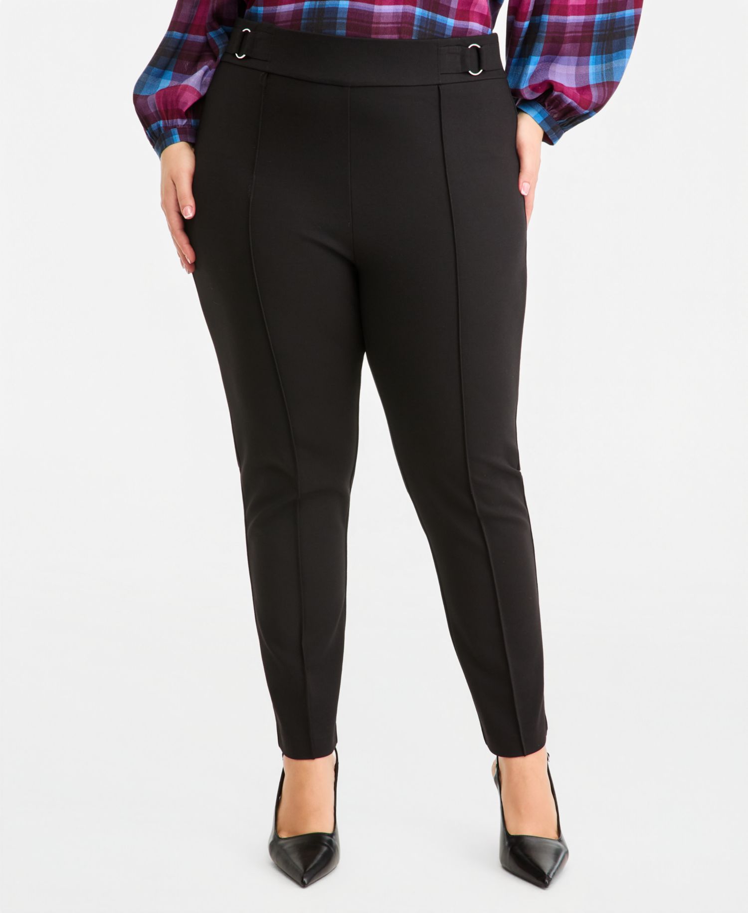 Plus Size Slim-Leg Pull-On Ankle Pants