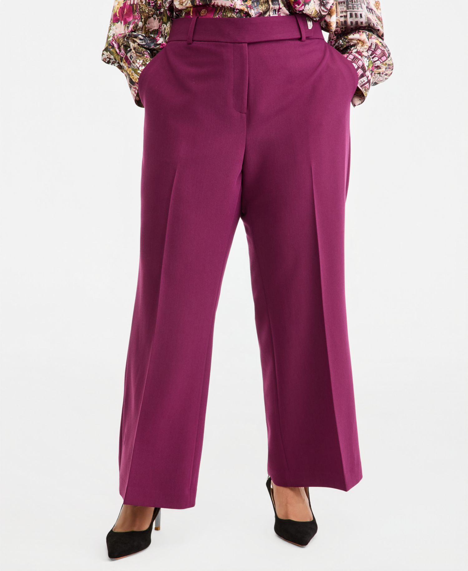Plus Size Wide-Leg Mid-Rise Woven Pants