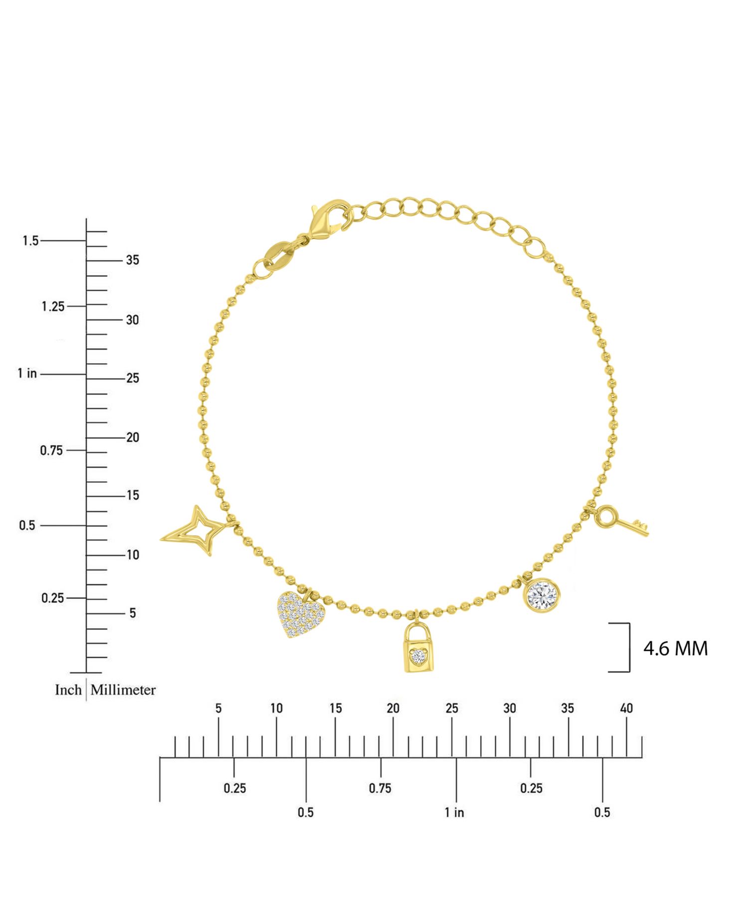 14k Gold Over Sterling Silver Cubic Zirconia Key and Lock Bracelet