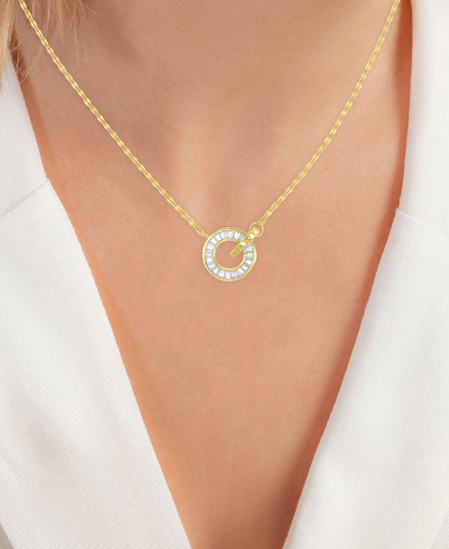 14k Gold Over Sterling Silver Cubic Zirconia Intertwined Circles Necklace