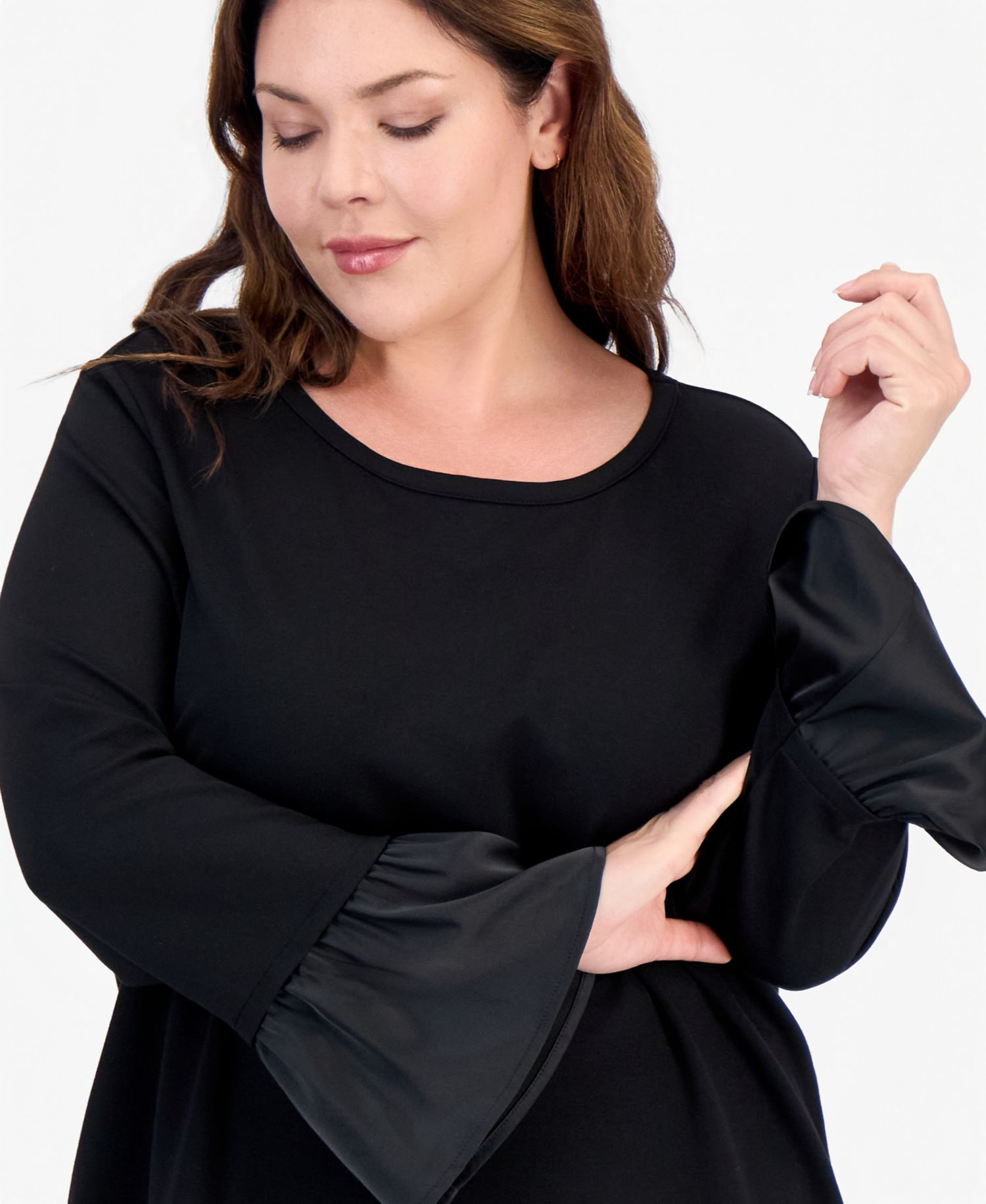 Plus Size Satin Flutter Sleeve Blouse