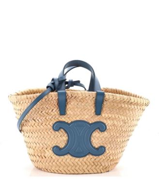 Teen Triomphe Basket Shoulder Bag Raffia with Leather