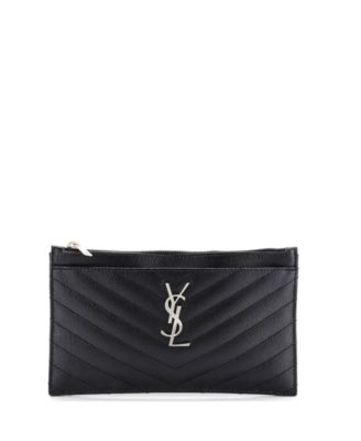 Medium Classic Monogram Zip Bill Pouch Matelasse Chevron Leather