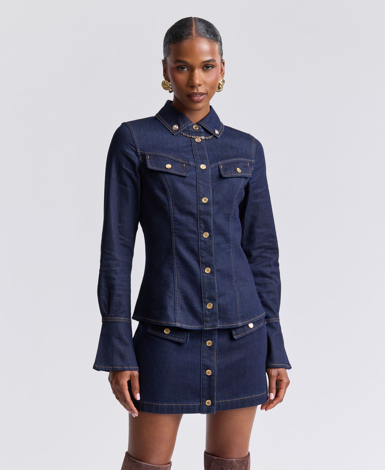 Women's Long-Sleeve Denim Top