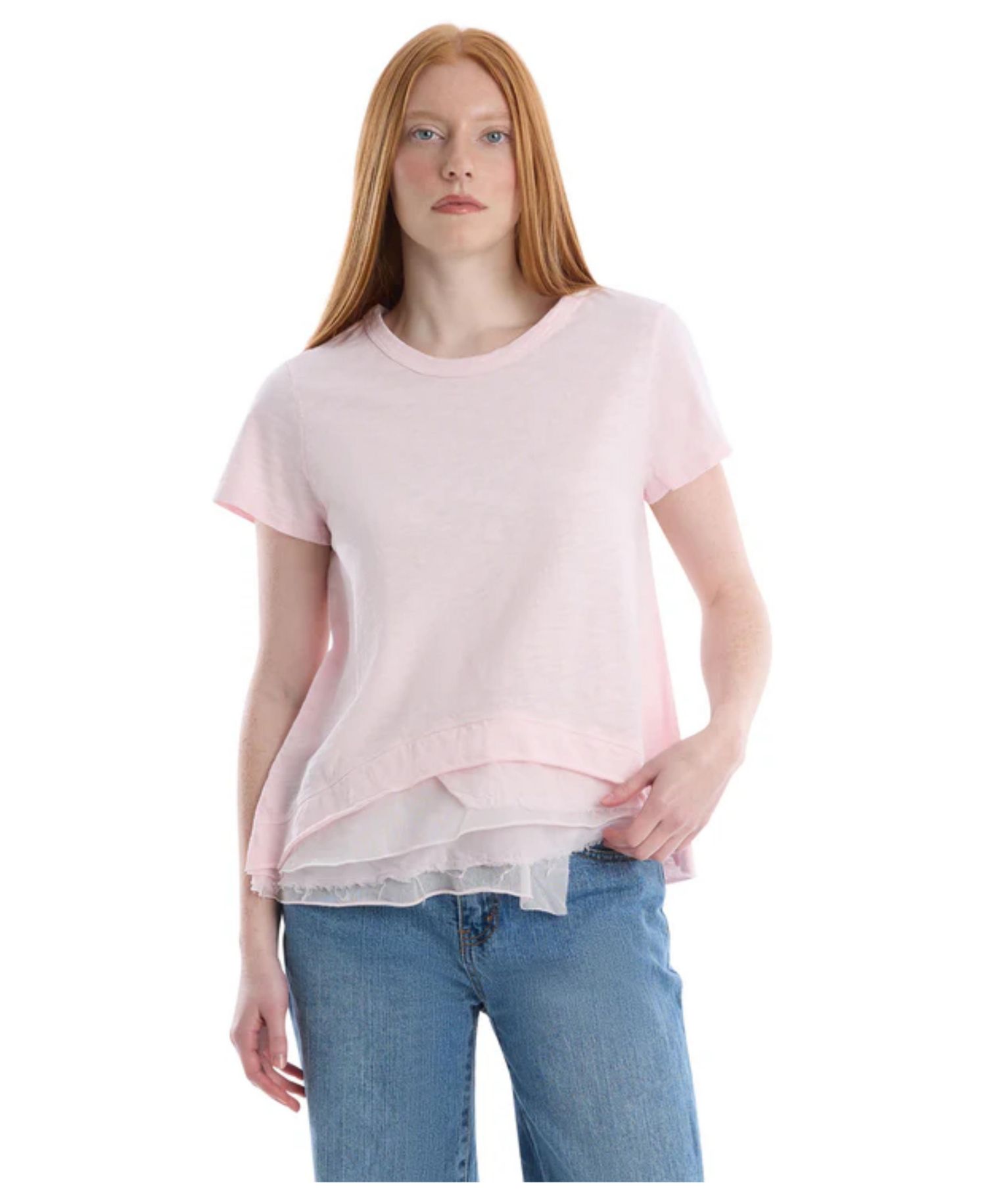 Women's Boxy Short Sleeve Mixed Hem Tee