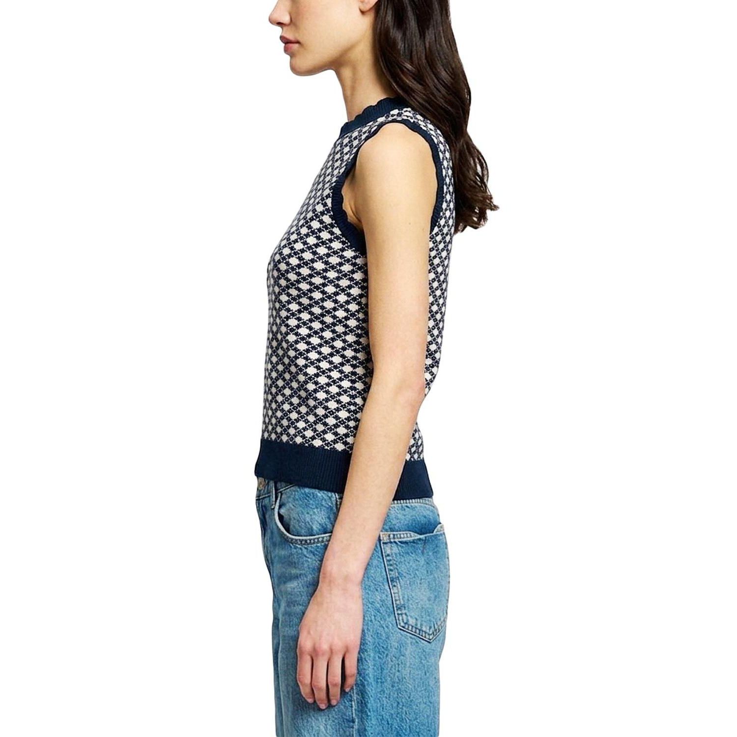 Women's Marlo Sleeveless Crewneck Scalloped Sweater Vest