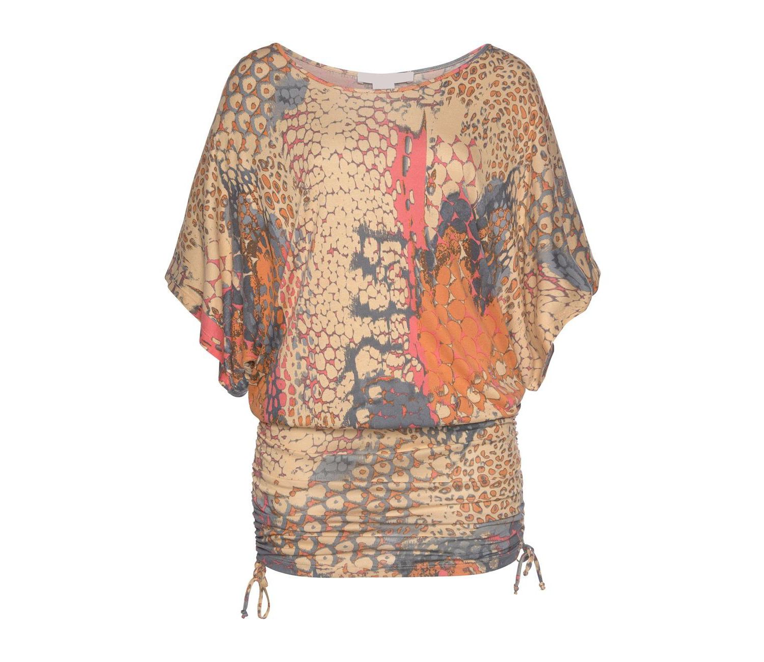 Women's Viscose Printed Ruched Drawstring Short Dress
