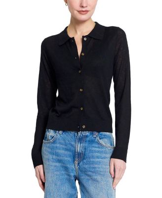 Women's Sienna Sheer Isla Button-Up Collared Long-Sleeve Sweater