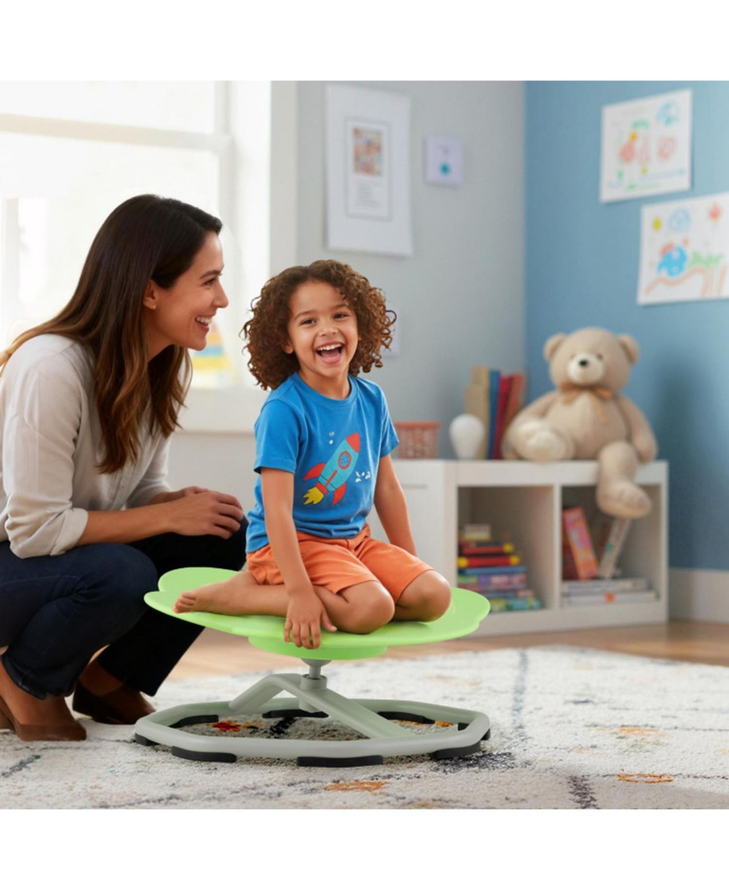 Kids Sensory Swivel Chair with Non-Slip Metal Base