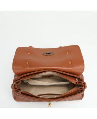 Women's Lore Genuine Leather Heritage Satchel Bag, Top Handle Crossbody Shoulder Purse, Turn Lock Flap Messenger Work Handbag thumbnail 6