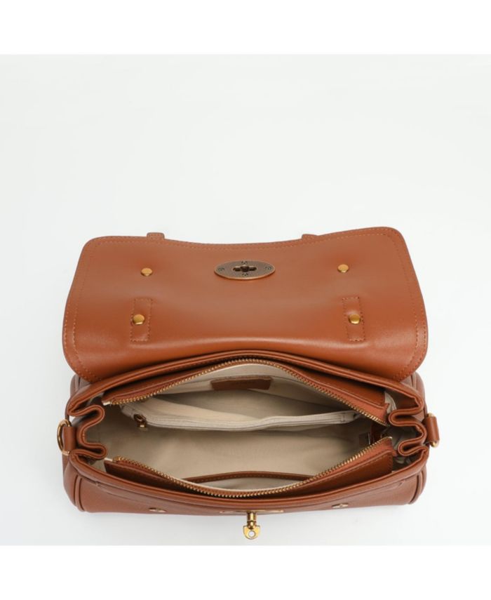 Susu Womens Lore Genuine Leather Heritage Satchel Bag Top Handle