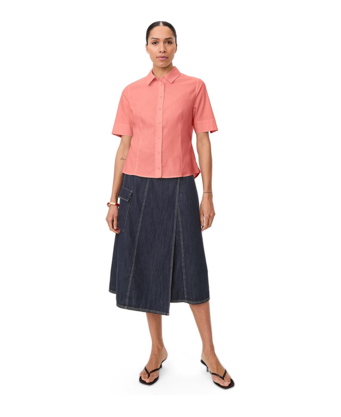 Женская рубашка Masai Copenhagen Maiven Boxy Button-Up Short-Sleeve Cotton-Blend, цвет: Клубничный ледяной — фото 2