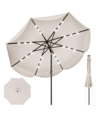 9 Feet Scalloped Solar Market Table Umbrella with 24 LED Lights