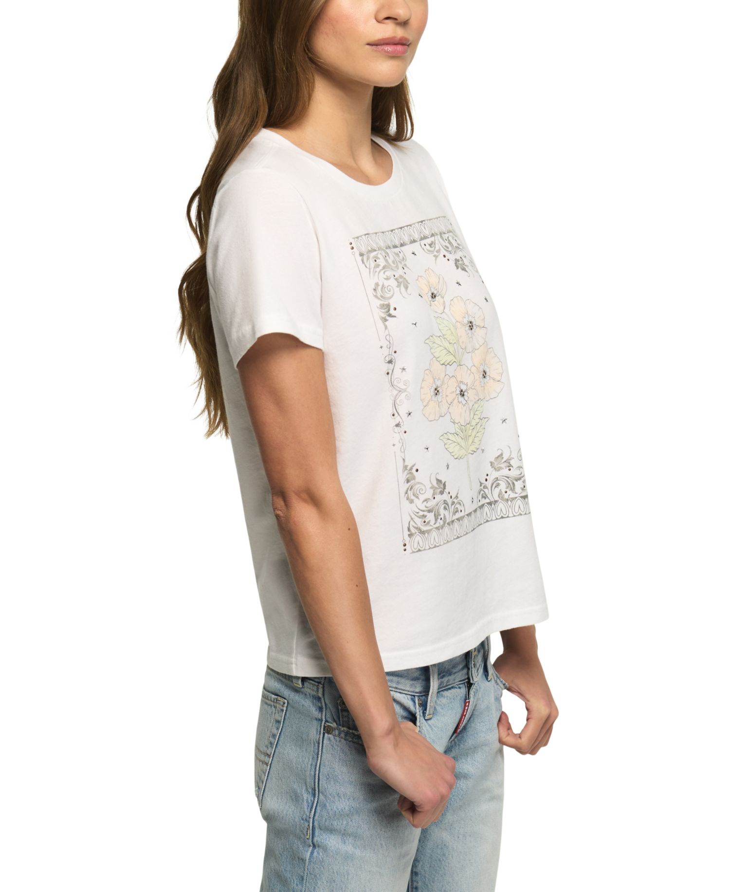 Women's Heart Frame Floral Classic Crew T-Shirt