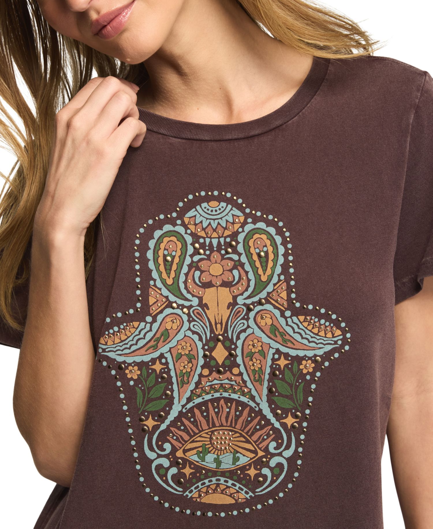 Women's Western Hamsa Classic Crew Graphic T-Shirt