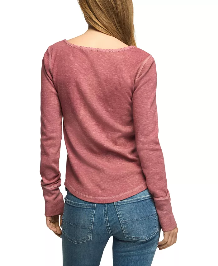 Women's Lace Yoke Long-Sleeve Henley - thumbnail 5