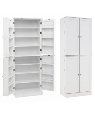 65.5 Inch Freestanding Kitchen Pantry Cabinet Tall Buffet Cupboard with 4 Doors 16 Door Shelves