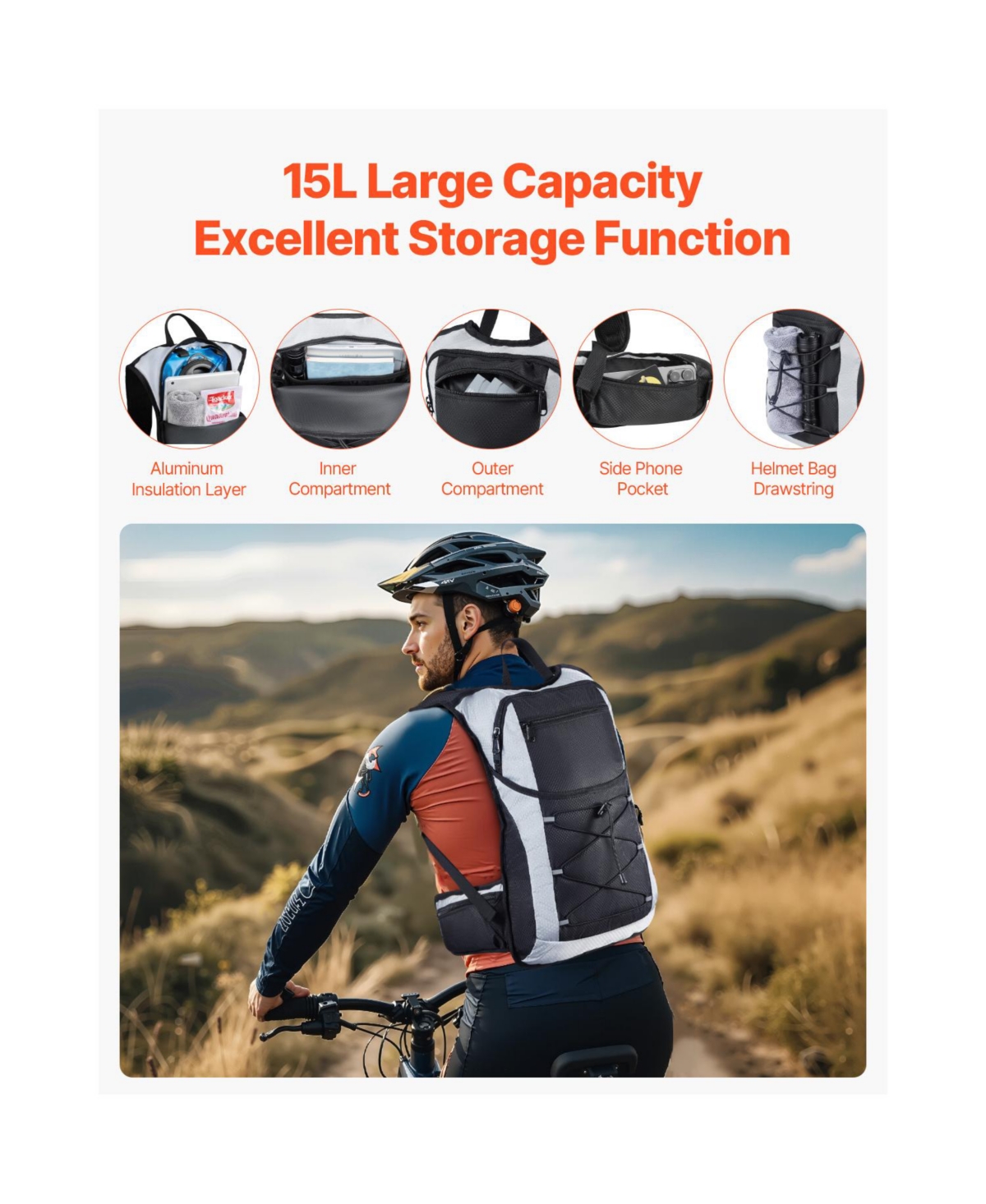 Hongge 15L Insulated Hydration Backpack with 3L Tpu Water Bladder