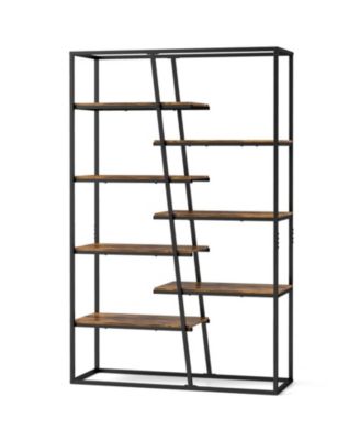 71-Inch 7-Tier Industrial Etagere Bookcase with Heavy-Duty Metal Frame