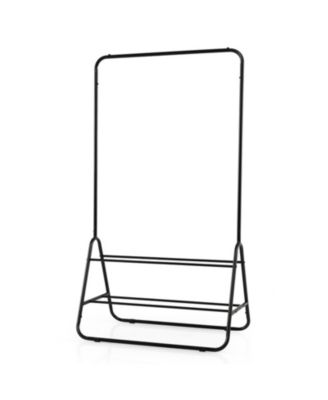 Heavy-Duty Clothes Rack with Hanging Rod and 2 Storage Shelves