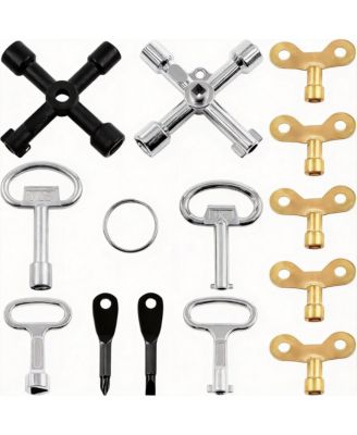 Plumber Key Tool Set Cross Triangle Spanner Faucet Socket Radiator Meter Box