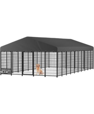 10x20 Ft Outdoor Dog Kennel Extra Large Run with Roof Rust Resistant Steel Tube