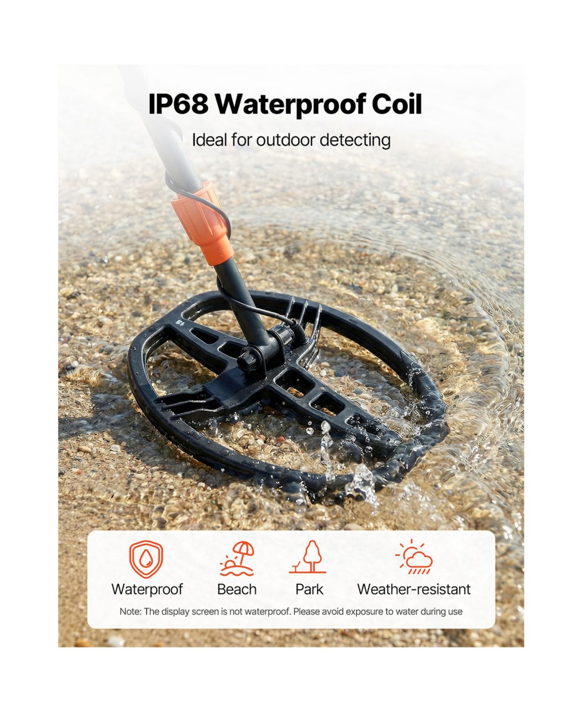 Hongge 10-Inch Waterproof Metal Detector with 5 Detection Modes