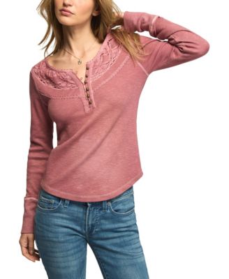 Women's Lace Yoke Long-Sleeve Henley