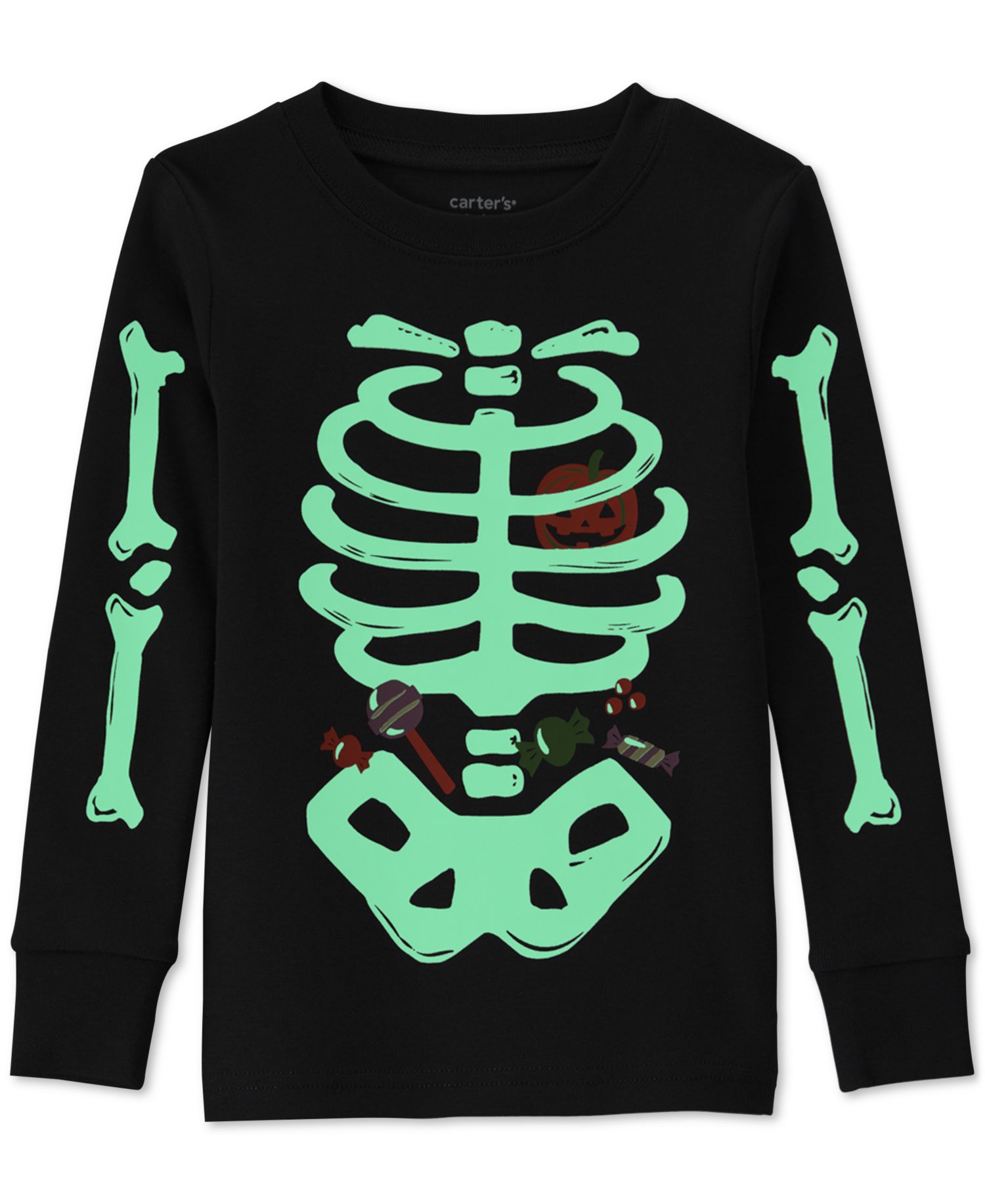 Baby Boys' and Baby Girls' Halloween Glow in the Dark Skeleton Cotton Snug-Fit Pajama, 2-Piece Set