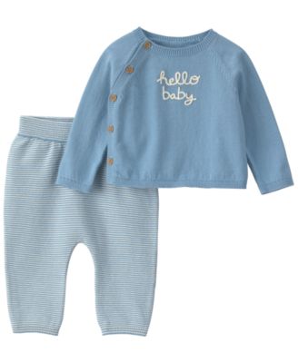 Baby Boys' Hello Baby Graphic Long-Sleeve Top and Pants, 2-Piece Set