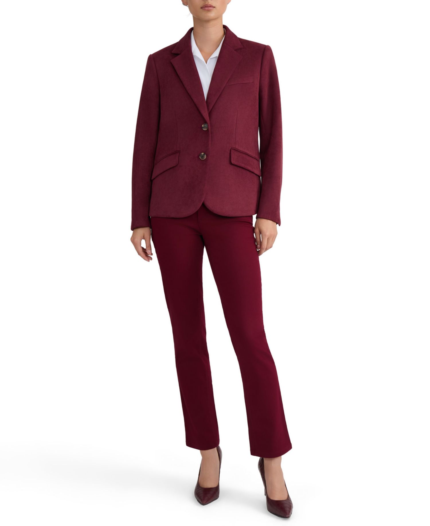 Women's Suede Notch-Collar Two-Button Jacket