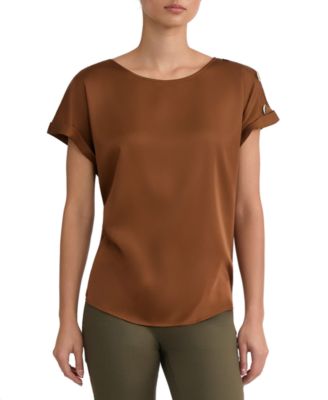 Women's Montreal Satin Shoulder Button Detail Blouse