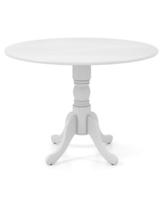 Wooden Dining Table with Round Tabletop and Curved Trestle Legs