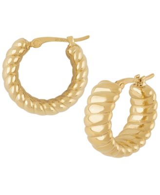 Sculptured Wide Shrimp Hoop Earrings in 14k Yellow Gold