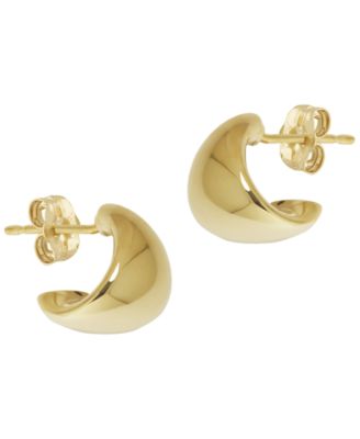 Sculptured Small Tappered Cuff Hoop Earrings in 14k Yellow Gold