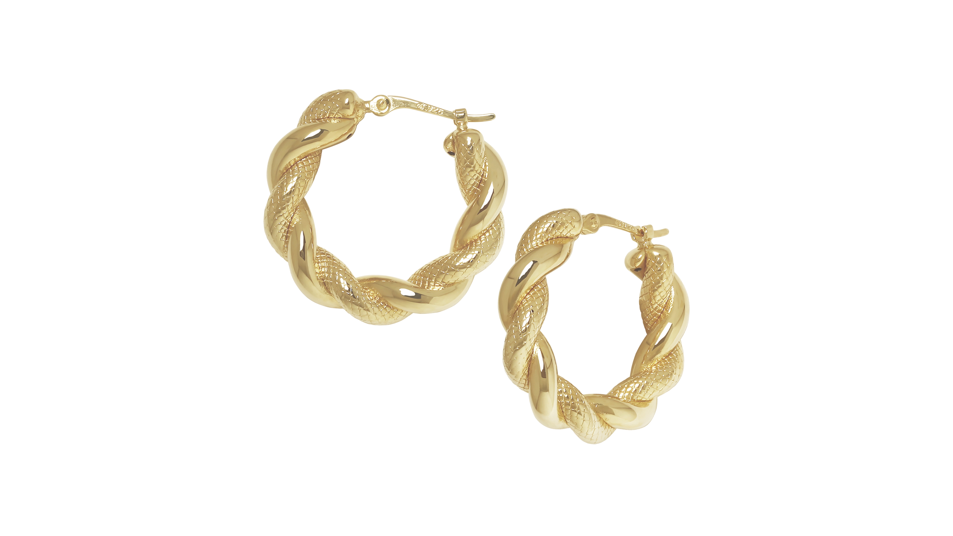 Macy's Sculptured Twisted Polished and Textured Hoop Earrings in 14k Yellow Gold