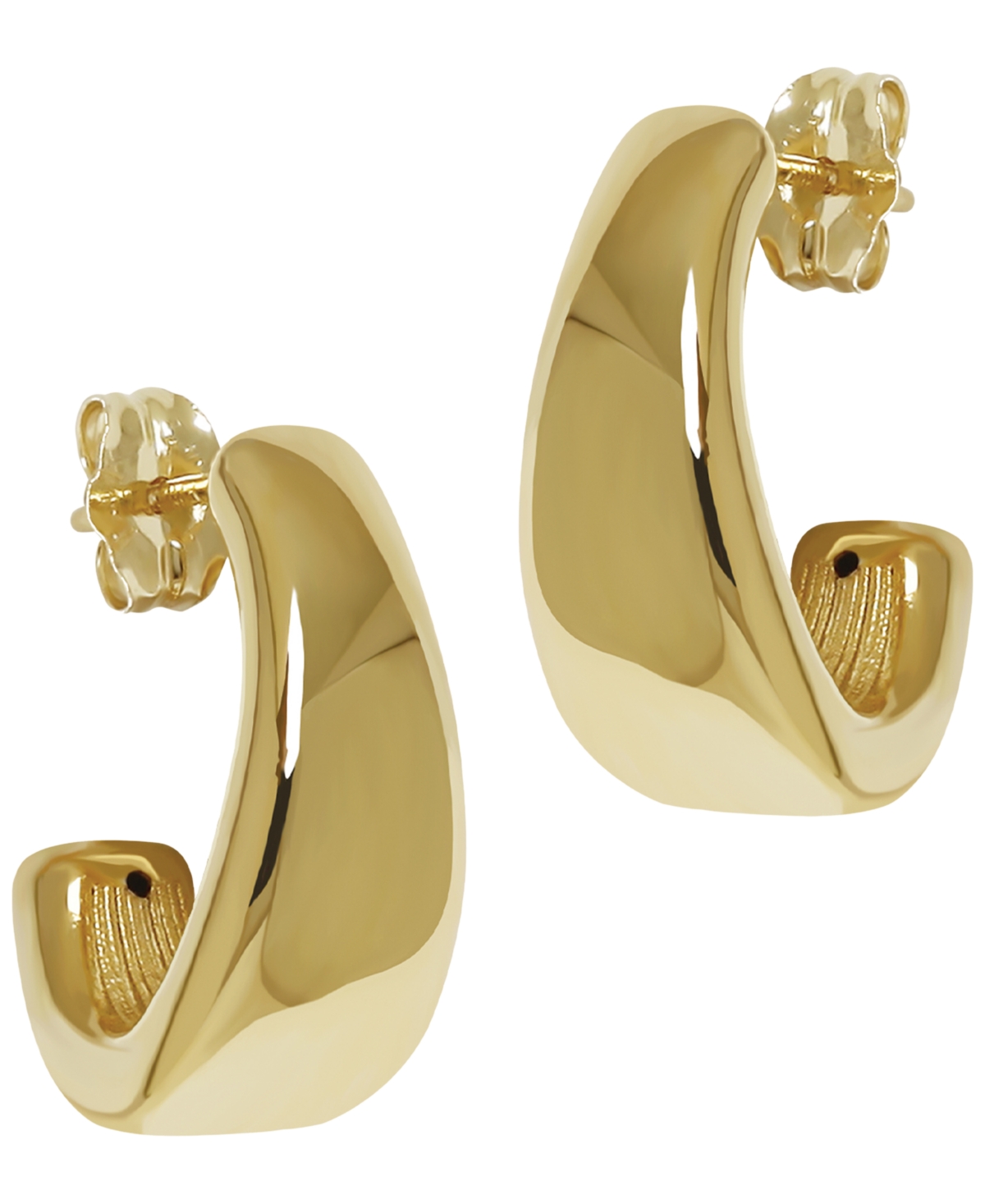 Macy's Sculptured Large J Hoop Earrings in 14k Yellow Gold