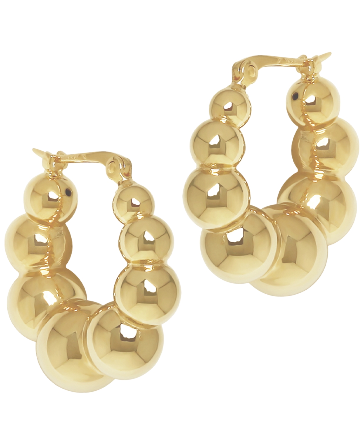 Macy's Sculptured Graduated Ball Hoop Earrings in 14k Yellow Gold