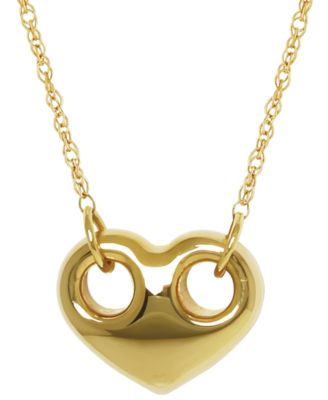 Open Heart Link Pendant Necklace in 14k Yellow Gold